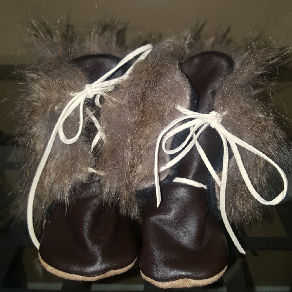 Fur brown Booties/ moccasins